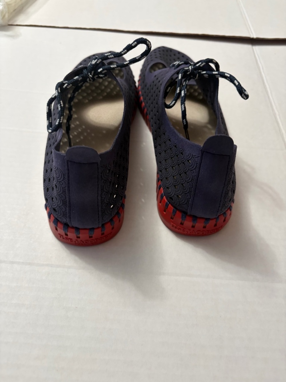 Ilse Jacobsen Tulip Tie Flats Navy Red Perforated Lace Up Comfort EU 39 US 8.5-9 - Picture 5 of 12